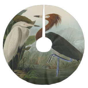 Saia Para Árvore De Natal De Poliéster Arte de Pássaro: Gravura do Garça Roxa de Audubon: