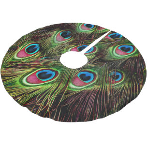 Saia Para Árvore De Natal De Poliéster arte deco tee green turquoise paciock feather