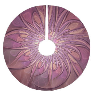 Saia Para Árvore De Natal De Poliéster Arte floral fractal moderno abstrato cores de frut