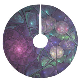 Saia Para Árvore De Natal De Poliéster Arte Fractal Moderna Abstrato de Brilhante Colorid