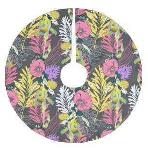 Saia Para Árvore De Natal De Poliéster Arte Tropical Flor: Padrão Original.