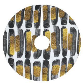 Saia Para Árvore De Natal De Poliéster Artista dourado: Abstrato preto e Dourado