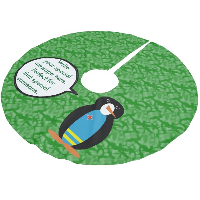 Saia Para Árvore De Natal De Poliéster Aruba Flag Holiday Ms Penguin Talking (Inclinado)