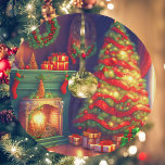 Saia Para Árvore De Natal De Poliéster Árvore de Natal do estilo Vintage tradicional<br><div class="desc">Esta saia-árvore apresenta uma sala decorada tradicionalmente no Natal com árvore de Natal,  lareira,  presentes e muitos detalhes bonitos em cores clássicas verde,  vermelha e dourada. Maravilhoso para a estação de Natal romântica! Projetado com IA baseado na minha ideia.</div>