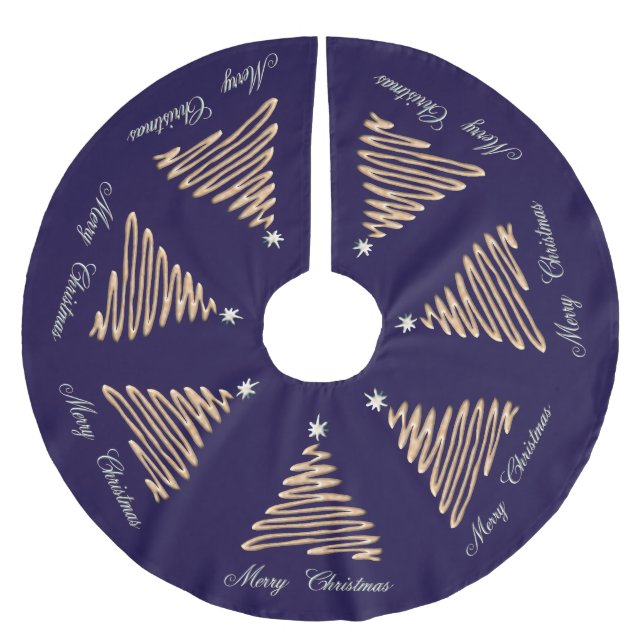 Saia Para Árvore De Natal De Poliéster Árvore de Natal Dourada (Frente)