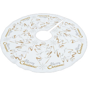 Saia Para Árvore De Natal De Poliéster Árvore de Natal Dourada e prateada