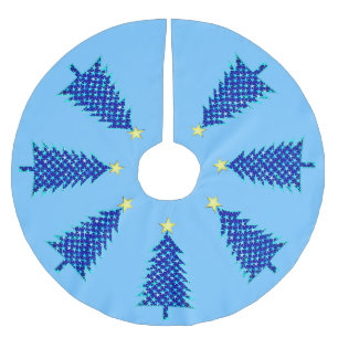 Saia Para Árvore De Natal De Poliéster Árvore de Natal Mínima Moderna com Estrelas Azuis