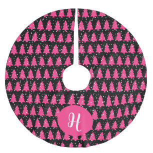 Saia Para Árvore De Natal De Poliéster Árvore de Natal Moderna Fúchsia e Preta