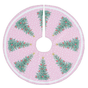 Saia Para Árvore De Natal De Poliéster Árvore de Natal Rosa de Neve de Inverno Tradiciona