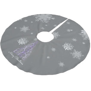 Saia Para Árvore De Natal De Poliéster Árvore de Natal roxa e saia de árvore com flocos d