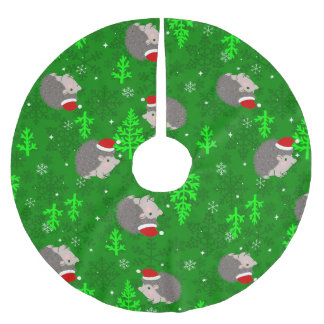 Saia Para Árvore De Natal De Poliéster árvore de natal santa ouriço floco de neve verde