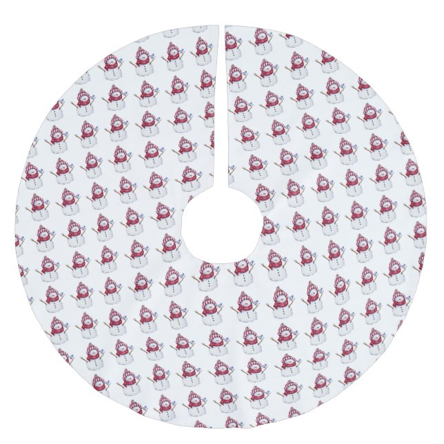 Saia Para Árvore De Natal De Poliéster Árvore de Natal Skirt Snowman (Frente)