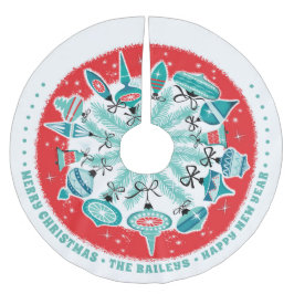 Saia Para Árvore De Natal De Poliéster Árvore de Ornamento Retroativo, saia com nome pers