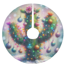 Saia Para Árvore De Natal De Poliéster Árvore Natal Saguaro Cactus Cheia Rosa