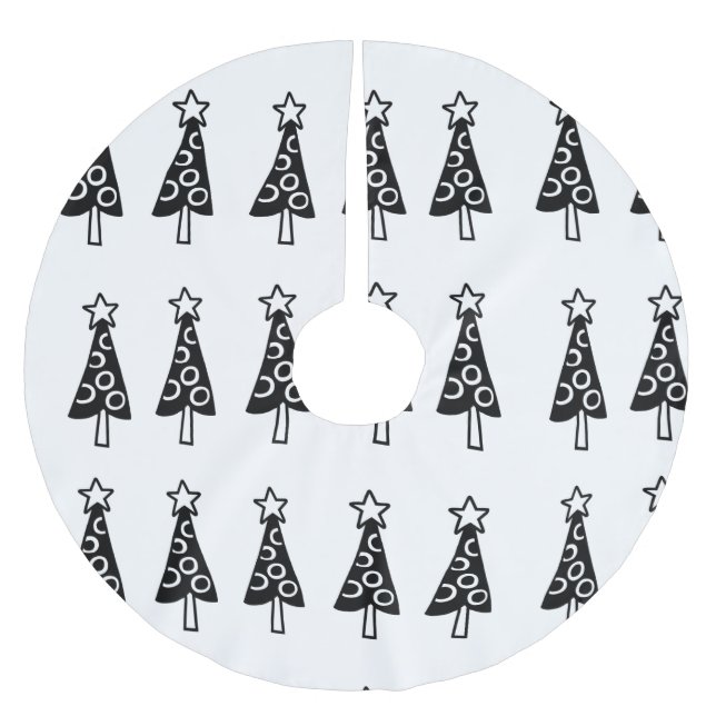 Saia Para Árvore De Natal De Poliéster Árvore natalícia - saia preta (Frente)