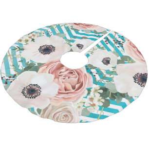 Saia Para Árvore De Natal De Poliéster Árvore Personalizada - Camisa Geométrica Rosa Chev