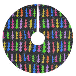 Saia Para Árvore De Natal De Poliéster Árvores de Natal Coloridas em Preto