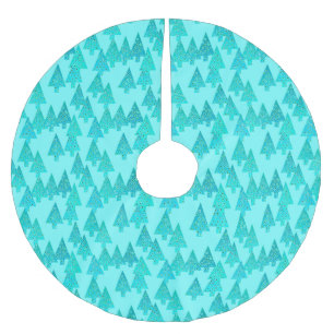 Saia Para Árvore De Natal De Poliéster Árvores de Natal de flores modernas - aqua e pavão