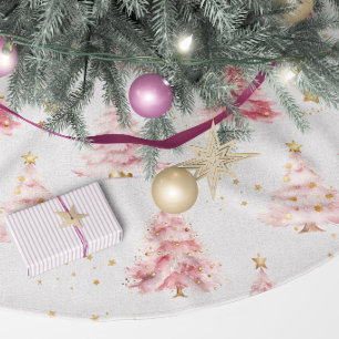 Saia Para Árvore De Natal De Poliéster Árvores de Natal Rosa e Dourado