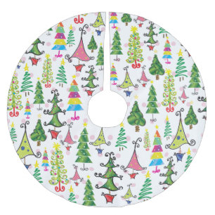 Saia Para Árvore De Natal De Poliéster Árvores de Natal Verdes, Cor-de-Rosa, Whimsical