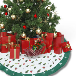 Saia Para Árvore De Natal De Poliéster Árvores de Pinheiro em Aquarela Verde Festivo e Az