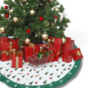 Saia Para Árvore De Natal De Poliéster Árvores de Pinheiro em Aquarela Verde Festivo e Az