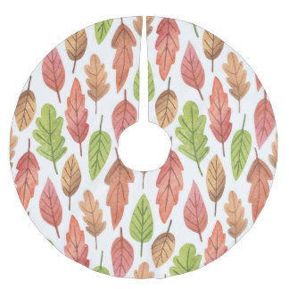 Saia Para Árvore De Natal De Poliéster Autumn Deixa Watercolor: Nature Pattern.