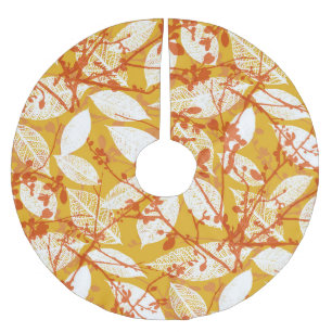 Saia Para Árvore De Natal De Poliéster Autumn Leaves: Repetição da Vintage do Ouro