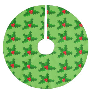 Saia Para Árvore De Natal De Poliéster Azevinho verde e vermelho Thunder_Cove do Natal