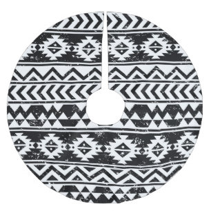 Saia Para Árvore De Natal De Poliéster Aztec tribal: padrão branco granulado.