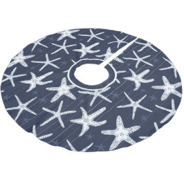 Saia Para Árvore De Natal De Poliéster Azul e branco, peixe-estrela da praia tropical, pa