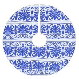 Saia Para Árvore De Natal De Poliéster Azul-padrão árabe mediterrânico grego