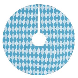Saia Para Árvore De Natal De Poliéster Azul Pavão Argyle Forma de Diamante Pequeno