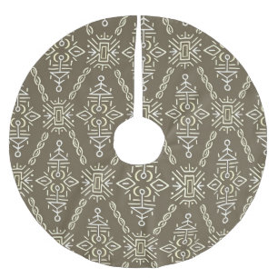 Saia Para Árvore De Natal De Poliéster Azulejo De Boho Desenhado À Mão Étnica
