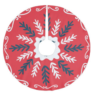 Saia Para Árvore De Natal De Poliéster Azulejo de Natal Folk Doodle Art