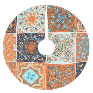 Saia Para Árvore De Natal De Poliéster Azulejo de ornamentos de cerâmica: padrão de abstr