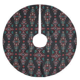 Saia Para Árvore De Natal De Poliéster Azulejos De Boho Étnico: Padrão De Vintage Sem Olh