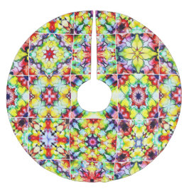 Saia Para Árvore De Natal De Poliéster Azulejos do Mediterrâneo, Azulejos de Tinta Álcool