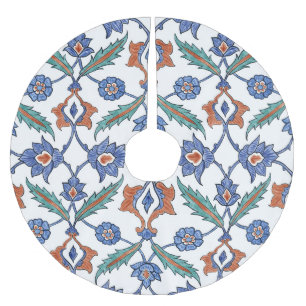 Saia Para Árvore De Natal De Poliéster Azulejos Turcos Medievais: Ornamento Floral.