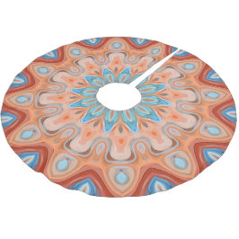 Saia Para Árvore De Natal De Poliéster Azure Blue Turquoise Orange Mandala Star Padrão