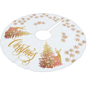 Saia Para Árvore De Natal De Poliéster Bandas de Natal Douradas e flocos de neve