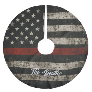 Saia Para Árvore De Natal De Poliéster Bandeira Americana Personalizada da Linha Vermelha
