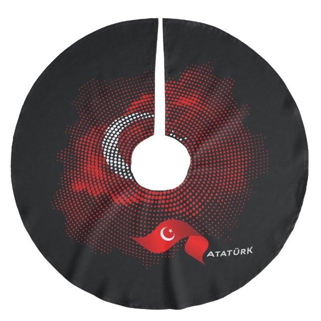 Saia Para Árvore De Natal De Poliéster Bandeira da Turquia (Frente)