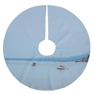 Saia Para Árvore De Natal De Poliéster Barcos à vela no rio