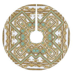 Saia Para Árvore De Natal De Poliéster Barroco ouro elegante, design ornamental.