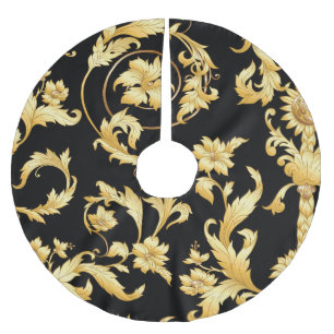 Saia Para Árvore De Natal De Poliéster Barroco Rococo, Padrão Floral Vitoriano.