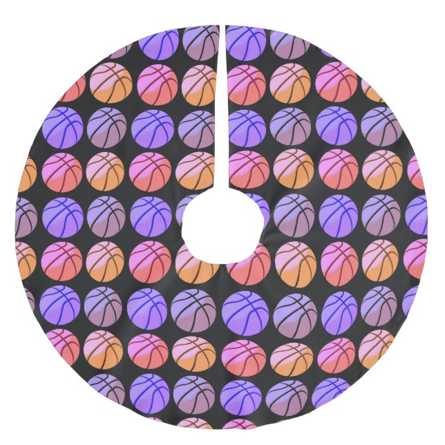 Saia Para Árvore De Natal De Poliéster Basquete Pop Art (Frente)