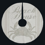 Saia Para Árvore De Natal De Poliéster Beach House Carab Seashore Coastal Vintage<br><div class="desc">Este presente de caranguejo da casa de praia é um presente de praia calmo. A imagem tem um fundo arenoso bronzeado, com um padrão que se parece com canvas. Isto é perfeito para a casa de praia, e te deixa no clima para o verão. A decoração da casa de praia...</div>