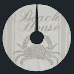 Saia Para Árvore De Natal De Poliéster Beach House Carab Seashore Coastal Vintage<br><div class="desc">Este presente de caranguejo da casa de praia é um presente de praia calmo. A imagem tem um fundo arenoso bronzeado, com um padrão que se parece com canvas. Isto é perfeito para a casa de praia, e te deixa no clima para o verão. A decoração da casa de praia...</div>