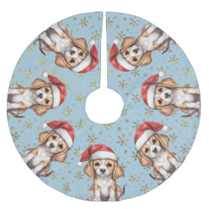 Saia Para Árvore De Natal De Poliéster Beagle Dourado Glitter Snowflake